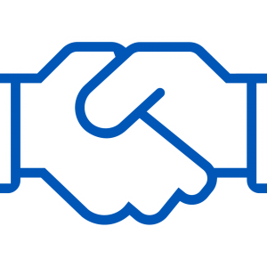Blue handshake icon