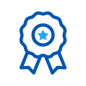 Blue prize ribbon icon