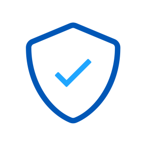 Blue shield with checkmark icon